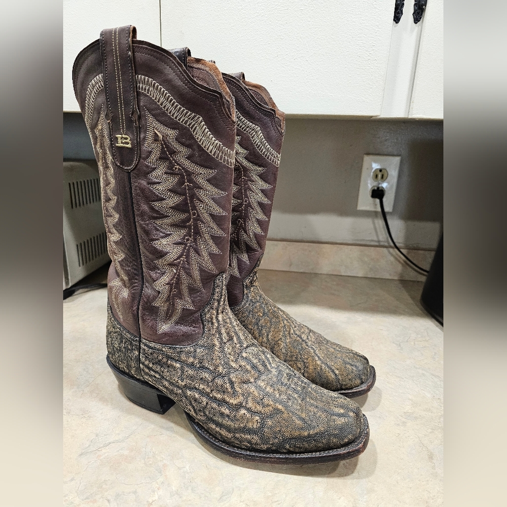 Mens 10 EE Tony Lama Black Label Elephant Square Toe Cowboy Boots